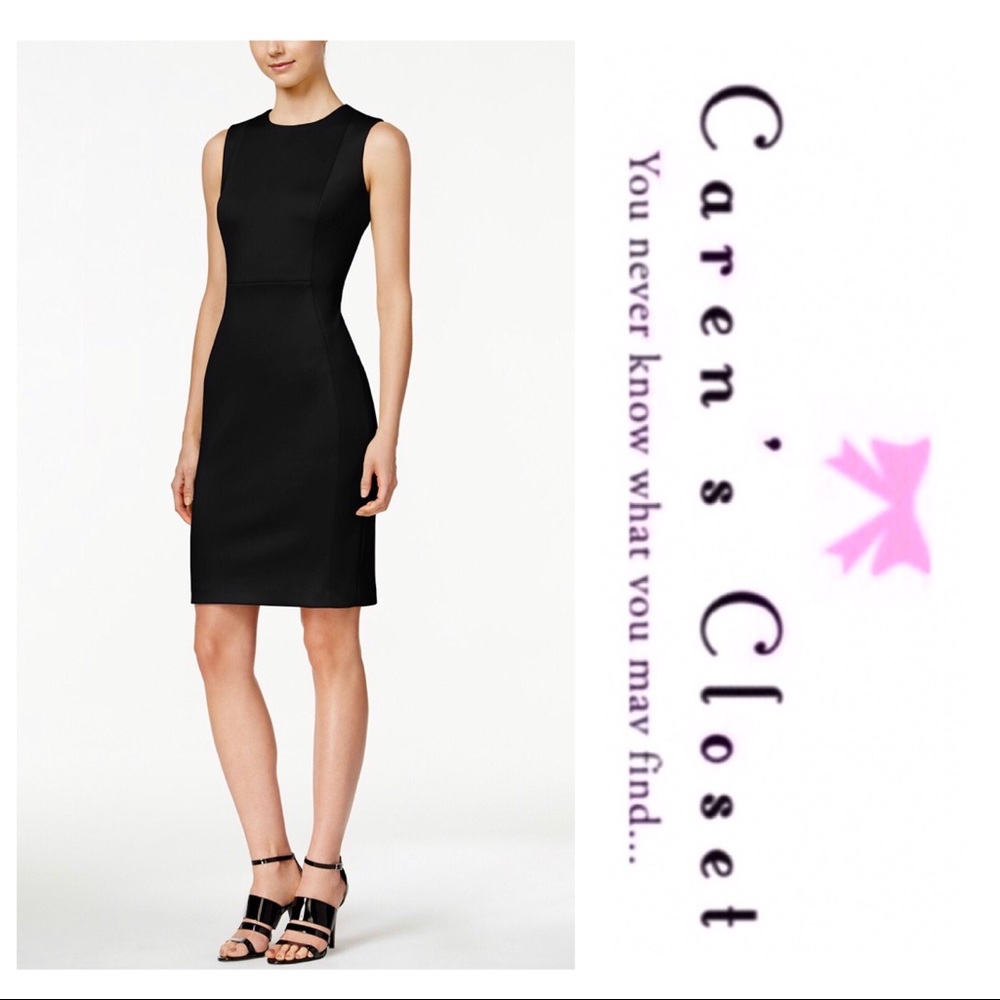 NWOT Calvin Klein Black Crepe Sheath Dress
